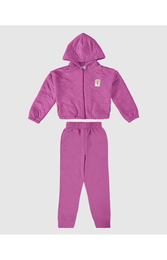 Conjunto Infantil Menina Jaqueta Em Malha Matelassê Coração Malwee Kids