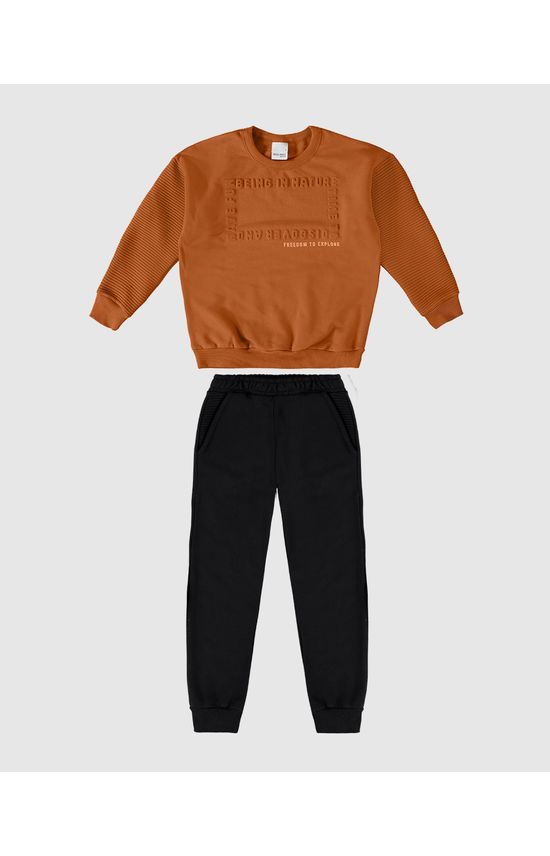 Conjunto Infantil Menino Estampa Alto Relevo Em Moletom Malwee Kids