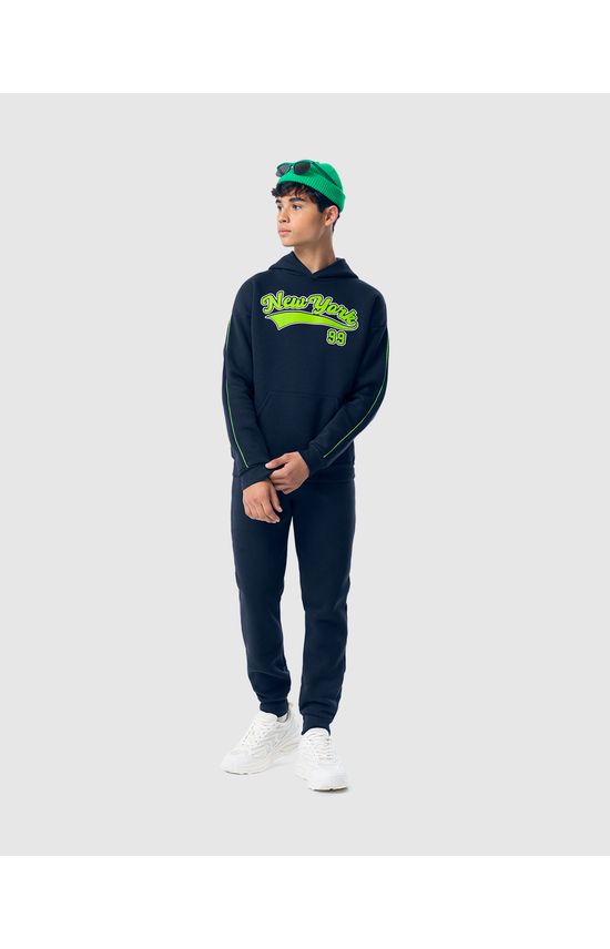 Conjunto Menino Blusão New York Em Moletom Soft Flanelado Malwee Kids