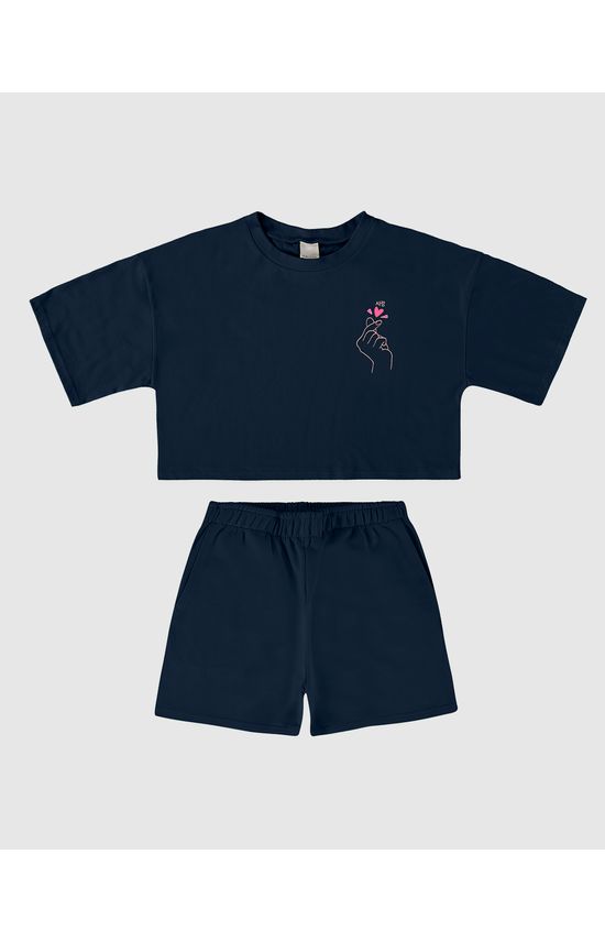 Conjunto Menina Blusa Estampa Peitoral Em Algodão Malwee Kids