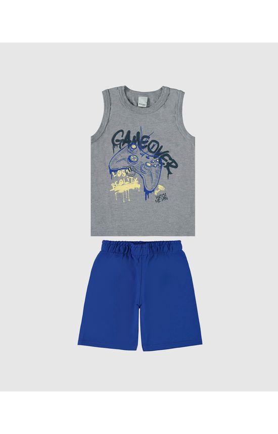Conjunto Infantil Menino Regata Estampa Frontal Em Algodão Malwee Kids