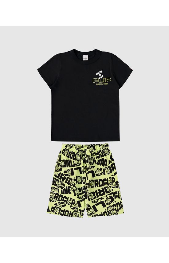 Conjunto Infantil Menino Bermuda Estampa Lettering Em Moletinho Malwee Kids