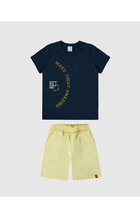 Conjunto Infantil Menino Estampa + Flock Em Algodão Malwee Kids