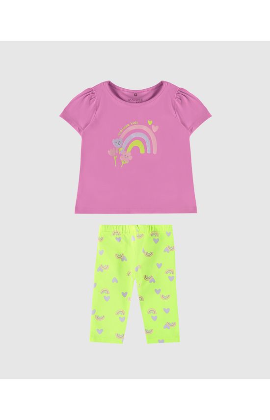 Conjunto Infantil Menina Arco-Íris Em Algodão Malwee Kids