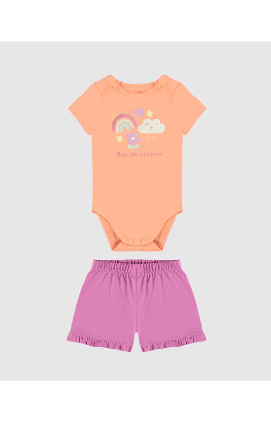 Conjunto Infantil Menina Body Dias De Alegria Em Algodão Comfy Malwee Kids