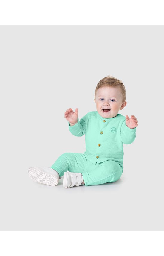 Conjunto Infantil Menino Abotoamento Frontal Malha Texturizada Malwee Kids