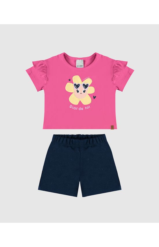 Conjunto Infantil Menina Blusa Dias De Sol Em Algodão Malwee Kids