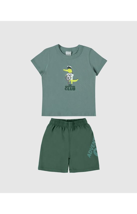 Conjunto Infantil Menino Bermuda Adventure Em Microfibra Malwee Kids
