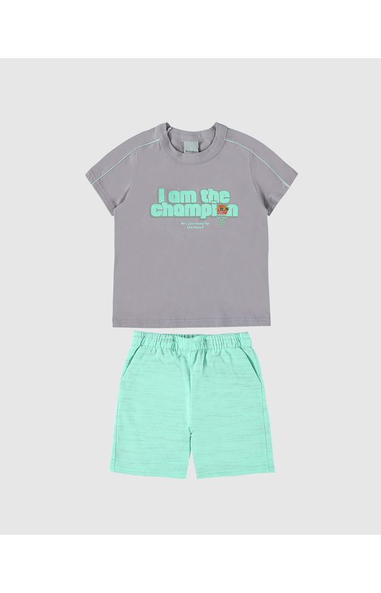 Conjunto Infantil Menino I Am The Champion Em Algodão Malwee Kids