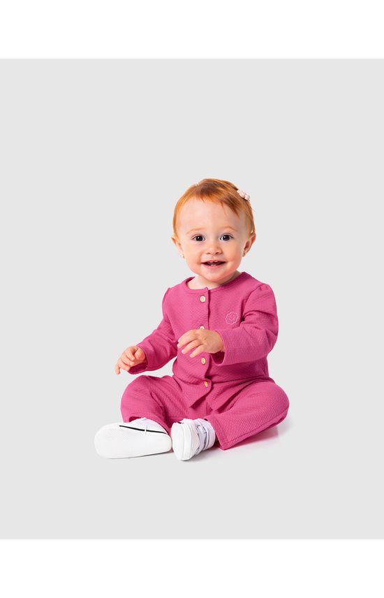 Conjunto Infantil Menina Abotoamento Frontal Malha Texturizada Malwee Kids