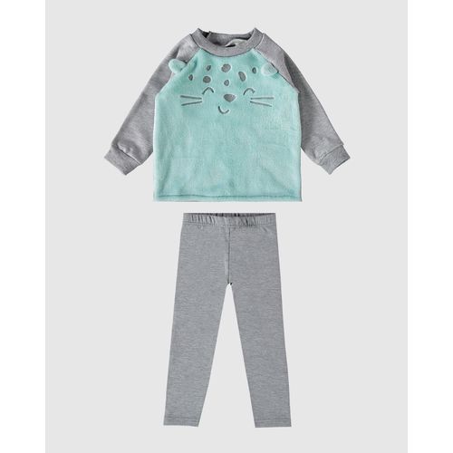 Conjunto Infantil Menina Blusão + Aplique em Pelúcia Malwee Kids