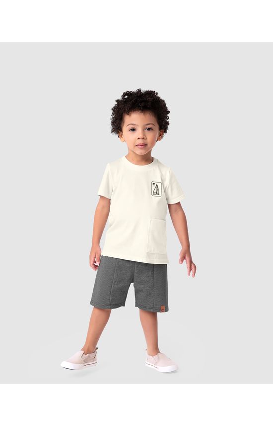 Conjunto Menino Camiseta Estampa Puff Em Algodão - Carinhoso
