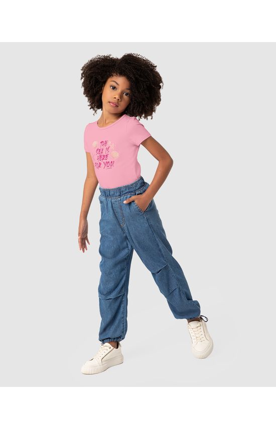 Blusa Menina The Sea Is Here For You Em Algodão - Carinhoso