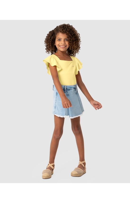 Blusa Menina Costas Lastex Em Malha Texturizada - Carinhoso