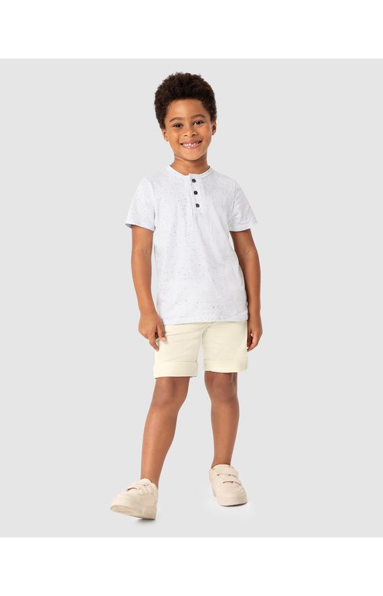 Camiseta Menino Peitilho Com Botões Em Malha Botonê - Carinhoso