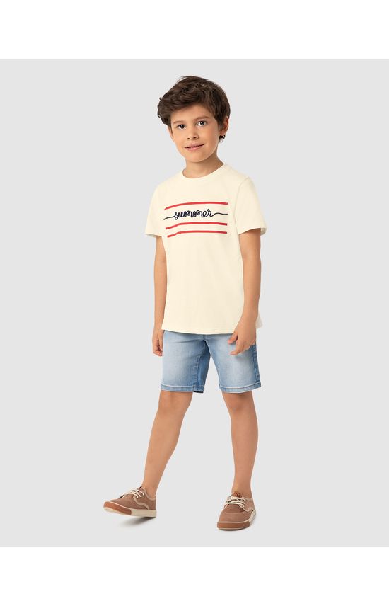 Camiseta Menino Bordado Summer Em Algodão - Carinhoso