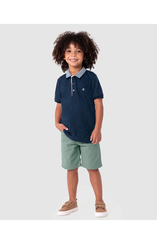 Camisa Polo Menino Manga Curta Em Malha Botonê - Carinhoso