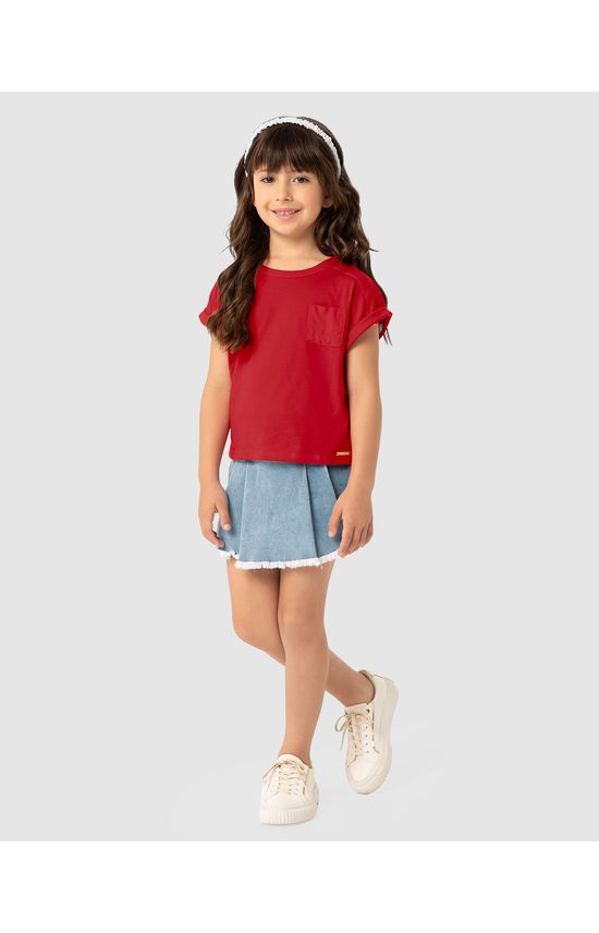 Blusa Menina Box Bolso Peitoral Em Algodão - Carinhoso