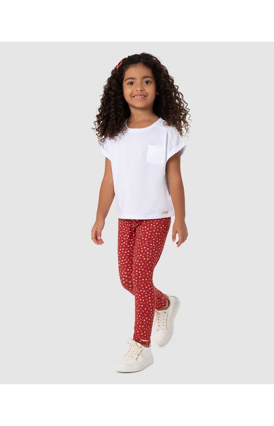 Calça Menina Legging Estampada Em Algodão - Carinhoso