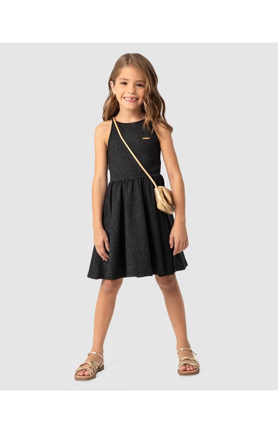 Vestido Menina Regata Em Algodão Com Glitter - Carinhoso