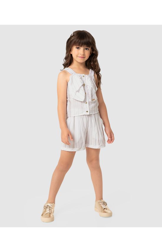 Conjunto Menina Regata Botões Frontais E Shorts Em Viscose Lurex - Carinhoso