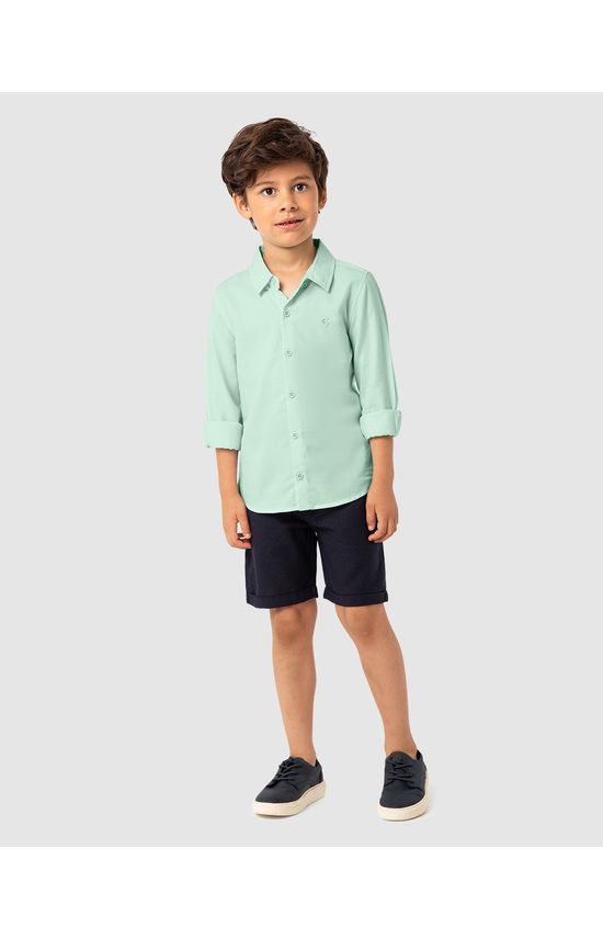 Camisa Menino Tradicional Manga Longa Em Algodão Texturizado Carinhoso