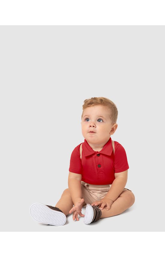 Conjunto Menino Camisa Polo E Bermuda Com Suspensório - Carinhoso