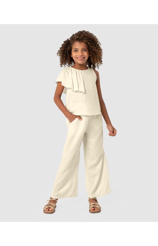 Blusa Menina Babado Assimétrico Em Viscose Lurex - Carinhoso