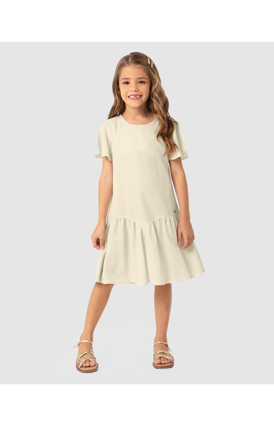 Vestido Menina Amplo Manga Godê Em Viscose Lurex - Carinhoso