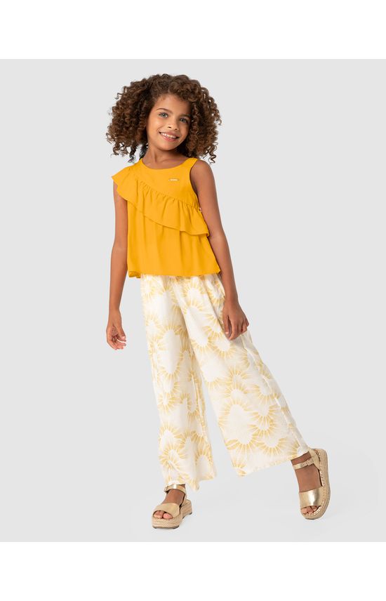 Conjunto Menina Calça Estampada Em Viscose - Carinhoso