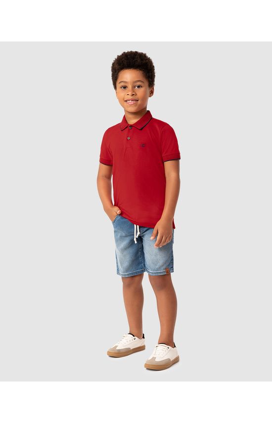 Conjunto Menino Bermuda Comfort Em Jeans Com Elastano - Carinhoso