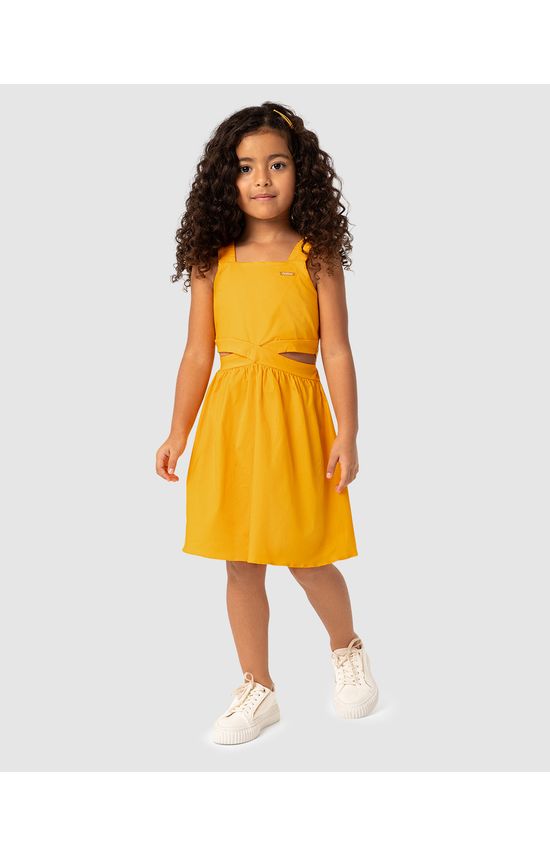 Vestido Menina Detalhe Transpassado Em Algodão Stretch - Carinhoso