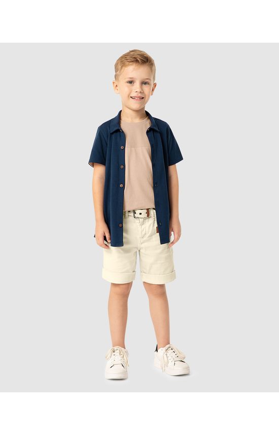 Camisa Menino Abotoamento Frontal Em Piquet Premium - Carinhoso