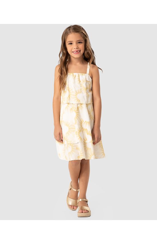 Vestido Menina Decote Reto Em Viscose - Carinhoso