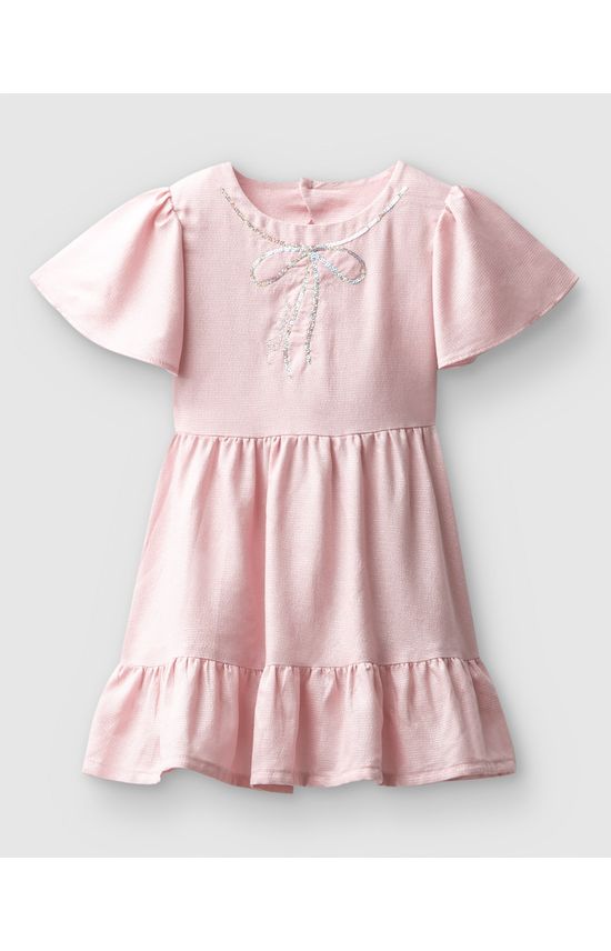 Vestido Menina Bordado Lantejoulas Em Viscose Lurex - Carinhoso