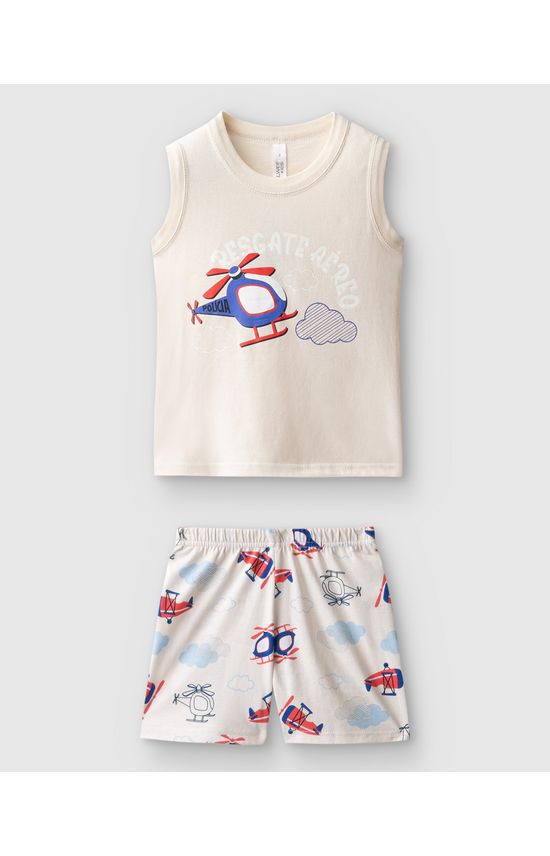 Pijama Infantil Menino Regata E Shorts Estampa Brilha No Escuro Malwee Kids