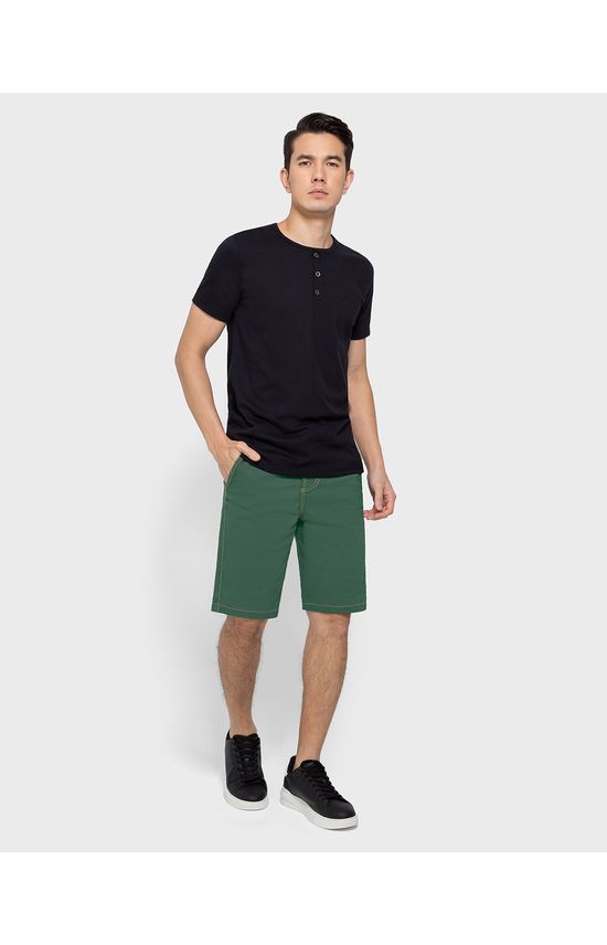 Bermuda Masculina Tradicional Cadarço Frontal Em Sarja Com Elastano - ENFIM