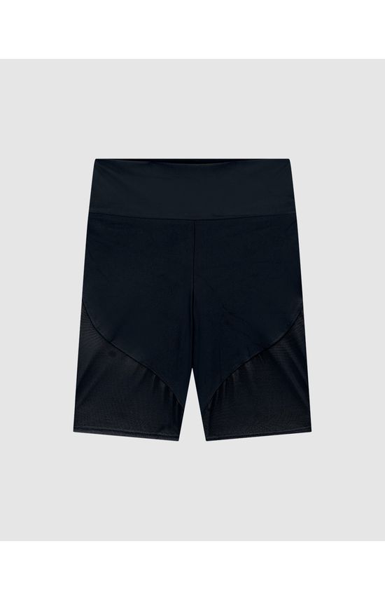 Bermuda Feminina Recorte Tule Frontal Tecnologia LYCRA® Black - ENFIM