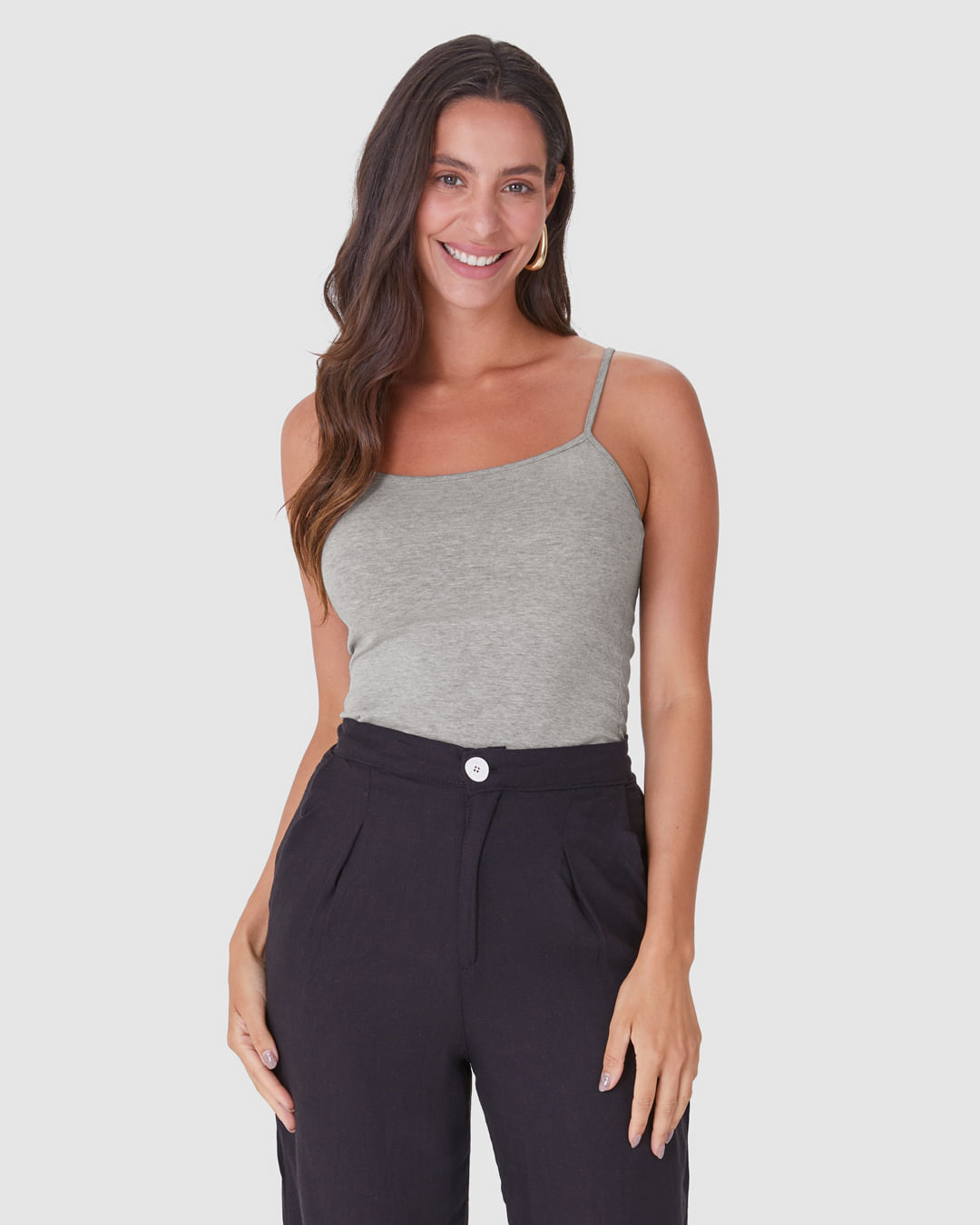 Regata Básica Feminina Alça Fina Em Algodão - Imagem 11