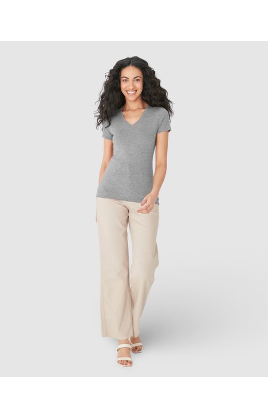 Blusa Básica Feminina Decote V Em Algodão