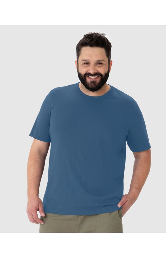 Camiseta Básica Masculina Plus Size Decote Redondo Em Algodão