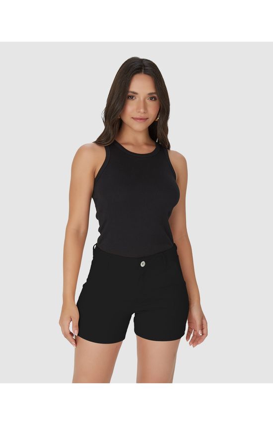 Shorts Alfaiataria Feminino Em Sarja Com Elastano