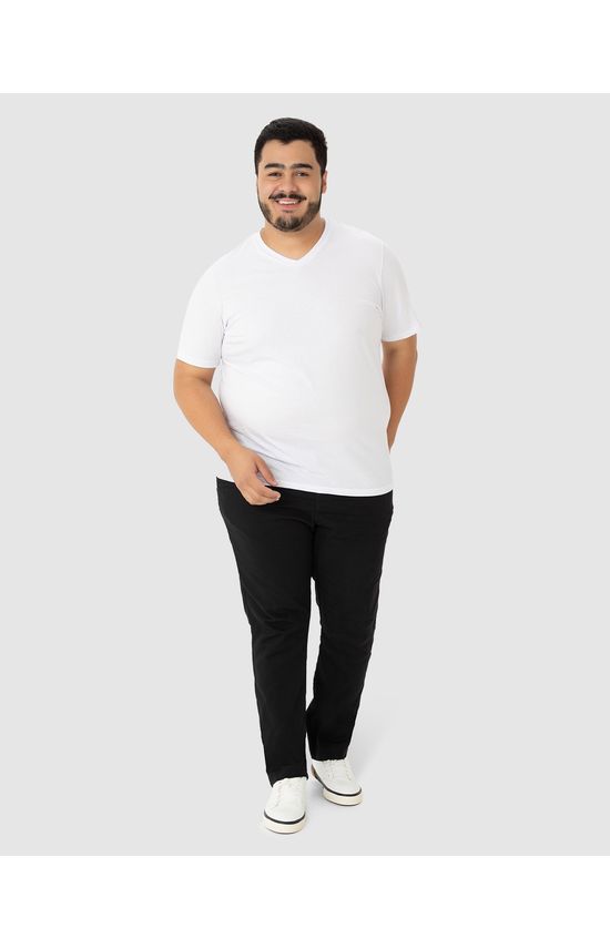 Calça Masculina Plus Size Chino Em Sarja Com Elastano
