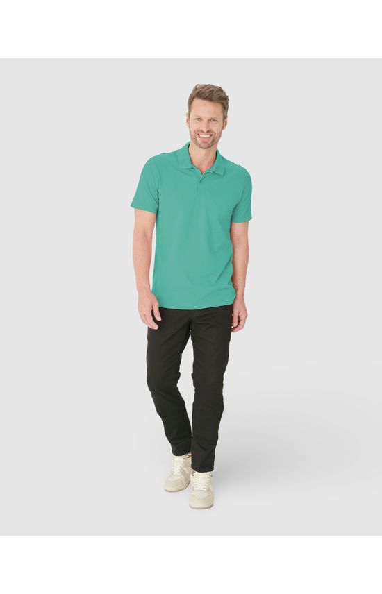 Camisa Polo Básica Masculina Gola Retilínea Em Piquet Stretch
