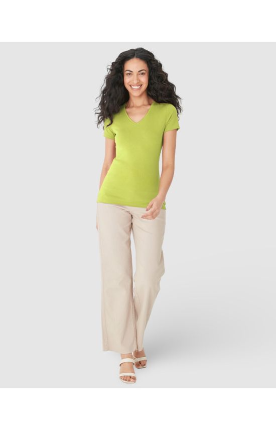 Blusa Básica Feminina Decote V Em Algodão