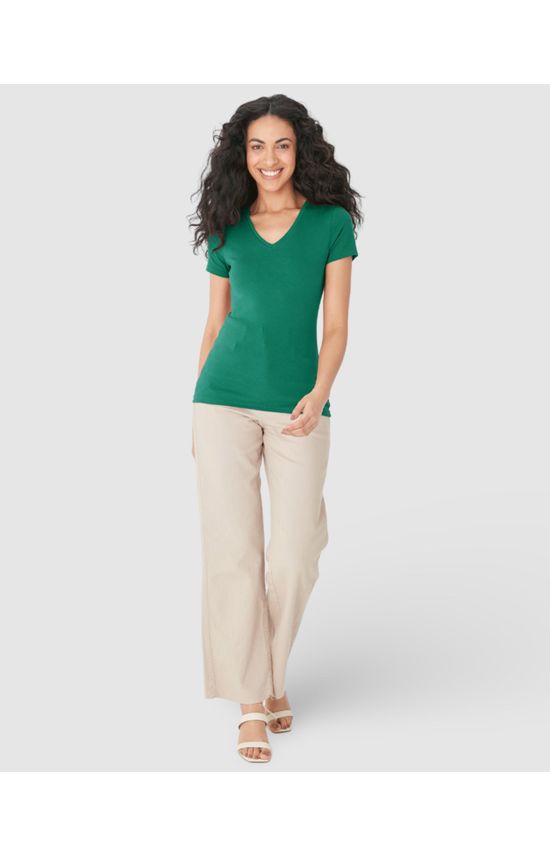 Blusa Básica Feminina Decote V Em Algodão