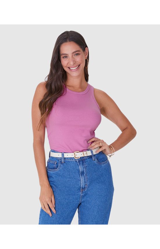 Regata Básica Feminina Decote U Em Ribana
