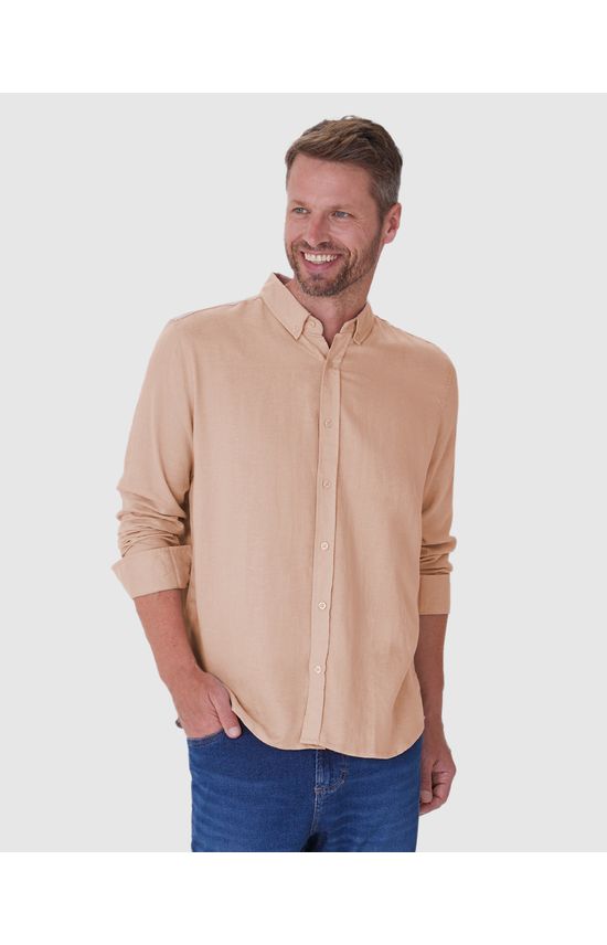 Camisa Masculina Gola Padrão Manga Longa Em Viscolinho