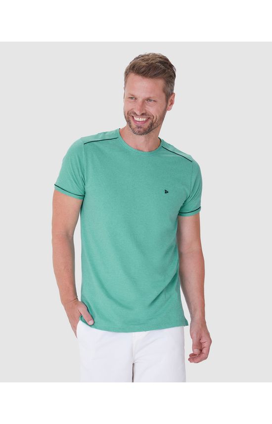 Camiseta Masculina Bordado Frontal Em Malha Texturizada