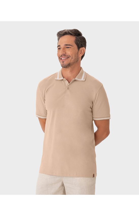 Camisa Polo Masculina Detalhe Retilínea Em Piquet Stretch